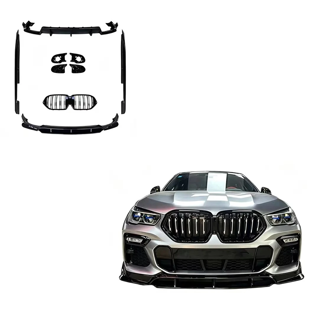Black Body Kits for X6 G06 Upgrade Black Knight Front Lip Diffuser Side Skirt Grille Exhaust System 2019-2023