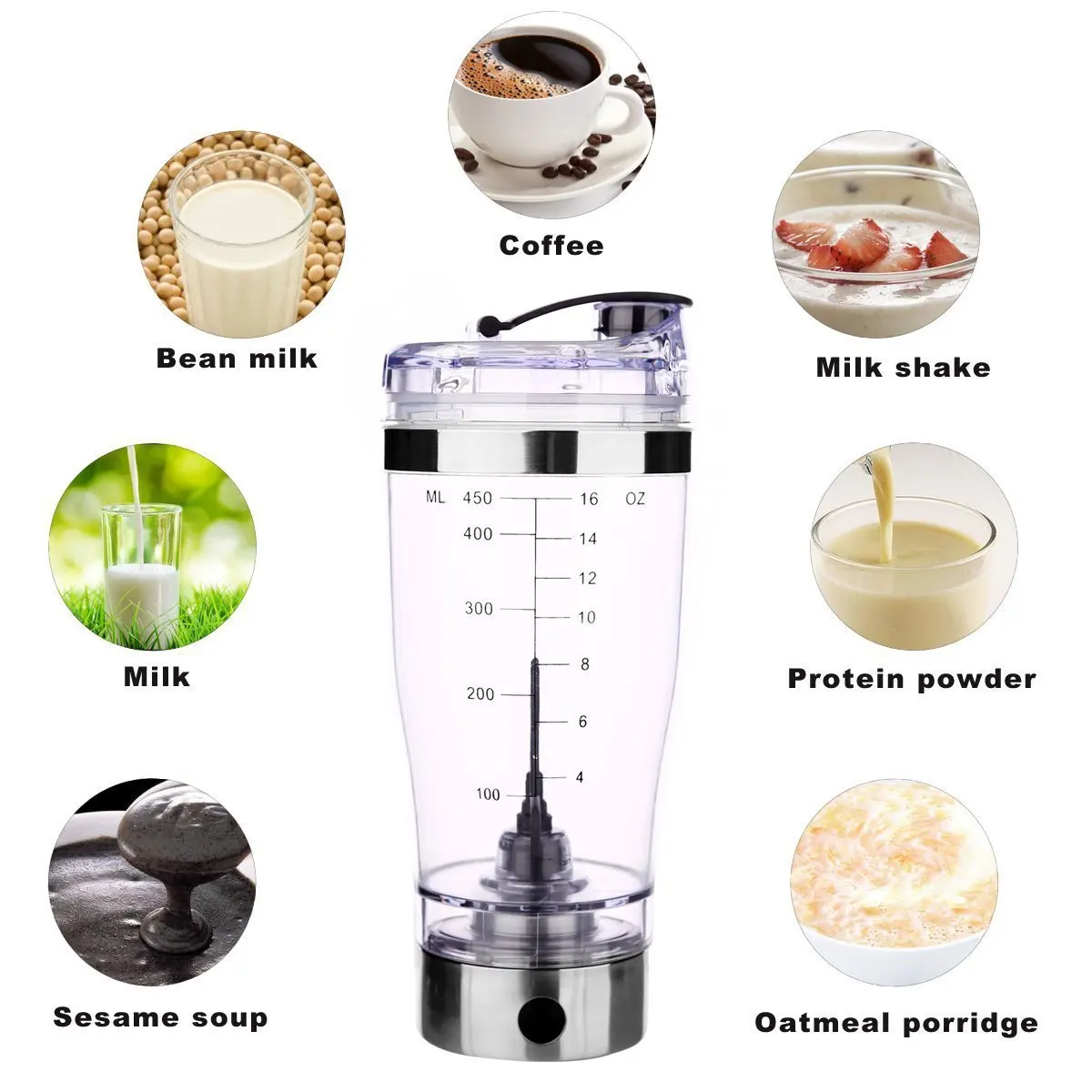 

Lazy Man Automatic Milk Shake Stirring Cup USB Coffee Cup Fully Automatic Shaker Cup Charging 450ml Electric Stirring Cup