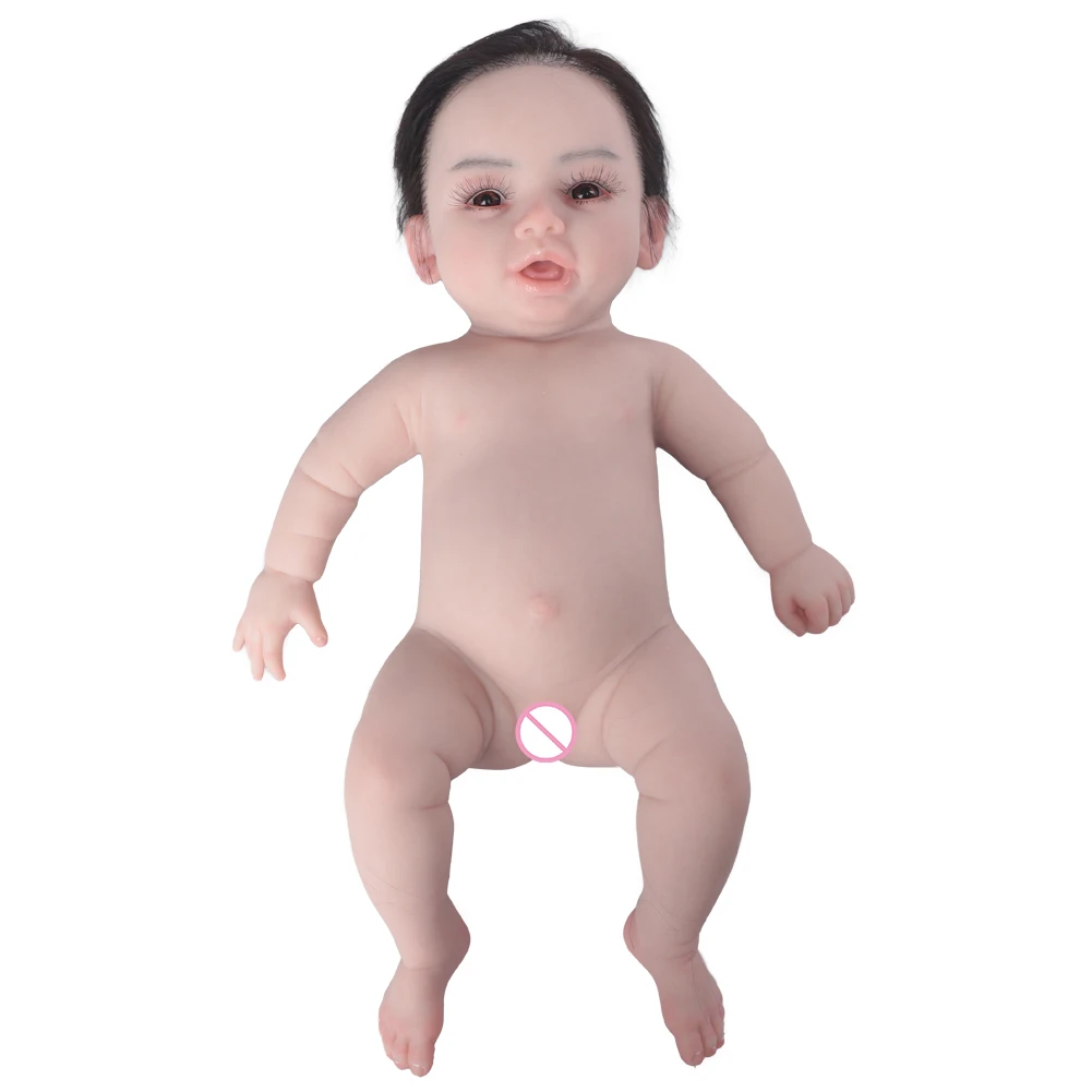 Herpinker-Poupée bébé réaliste en silicone, jouet pour enfant, 3 couleurs, yeux, choix, doux