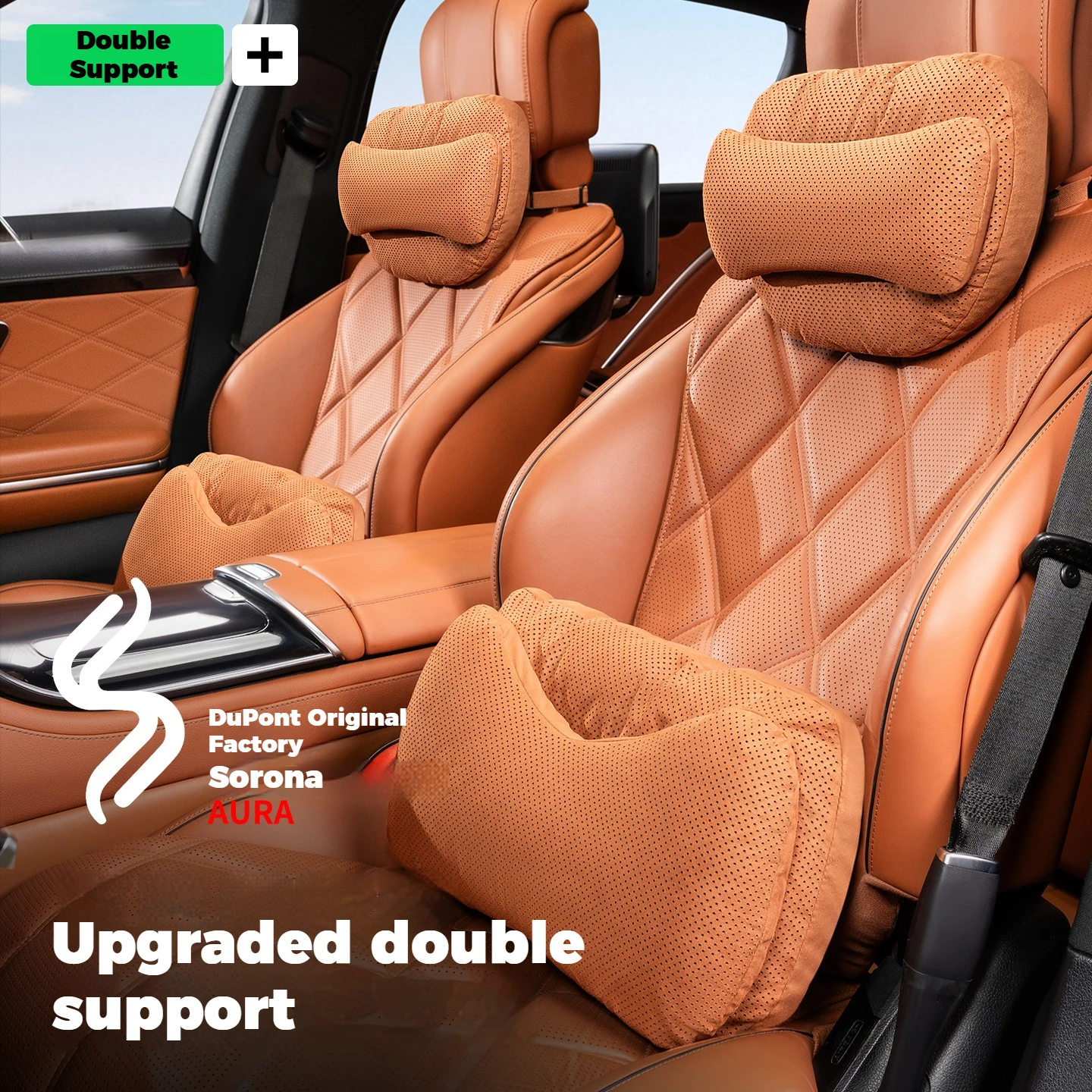 

High Quality Car Headrest And Waist Support Set Cotton Core Style Soft Skin-friendly Breathable And Comfortable Eight Colors