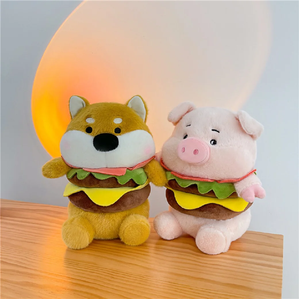 

25cm Kawaii Hamburger Pig Plush Toy Stuffed Fluffy Animals Pink Pig Soft Doll Pillow Kids Toys Birthday Gift for Boy Girl