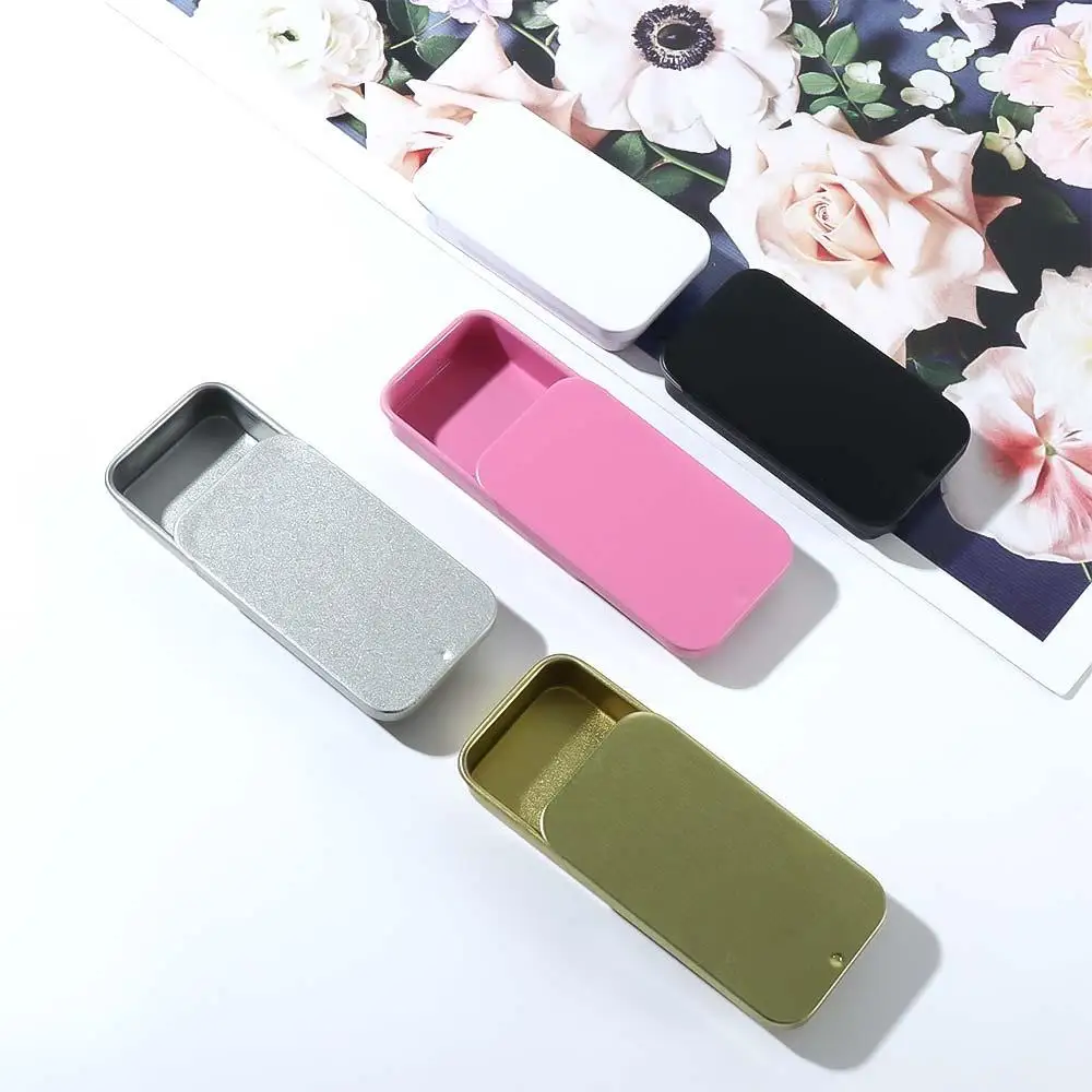 Rectangular Storage Box Jewelry Candy Case Solid  Mini Iron Box Tinplate Push Case Home Organizer Mini Eyebrow Soap Box