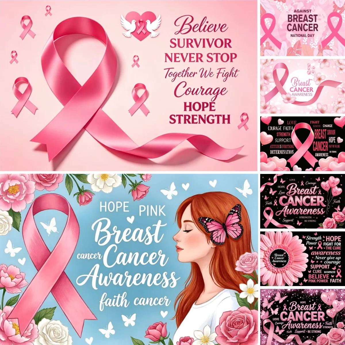 Bannière de fond pour la sensibilisation au cancer du sein, ruban rose de la Journée nationale, espoir, activités caritatives, décoration de fête, arrière-plan photographique
