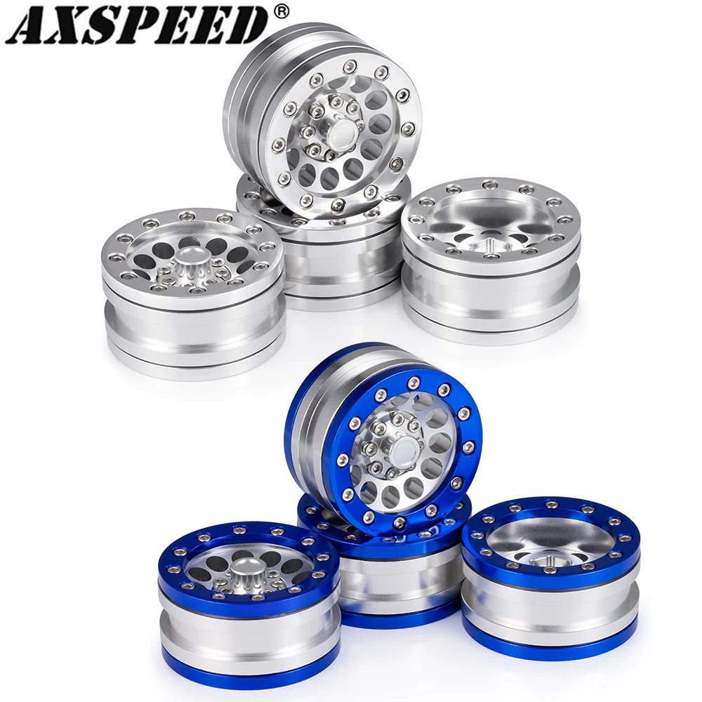 AXSPEED 4PCS 1.9'' Beadlock Wheels Rims Hubs for Axial SCX10 TAMIYA CC01 AX-10 TRX4 TRX6 D90 D110 1/10 RC Crawler Car Tires