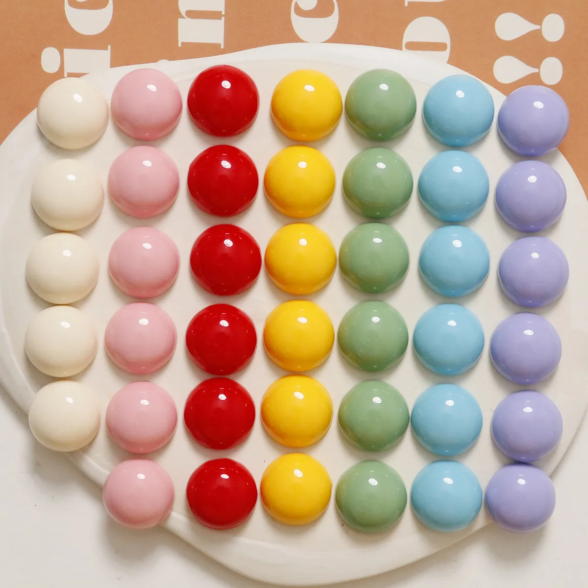 Versatile Colorful Solid Color Round Resin Accessories DIY Craft Materials for Earrings Hair Clips Phone Case Decoration