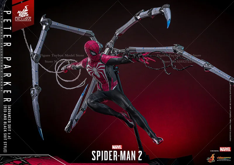 Hottoys ht vgm66 1/6 marvel peter parker vermelho e preto terno avançado 2.0 figura de ação móvel delicado 12 "conjunto completo modelo soldado