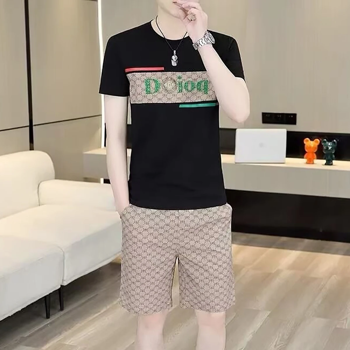 Men's Short Sleeved Shirt Casual Shorts Spring Summer Sports Youth Student Clothing European Version Multiple Options