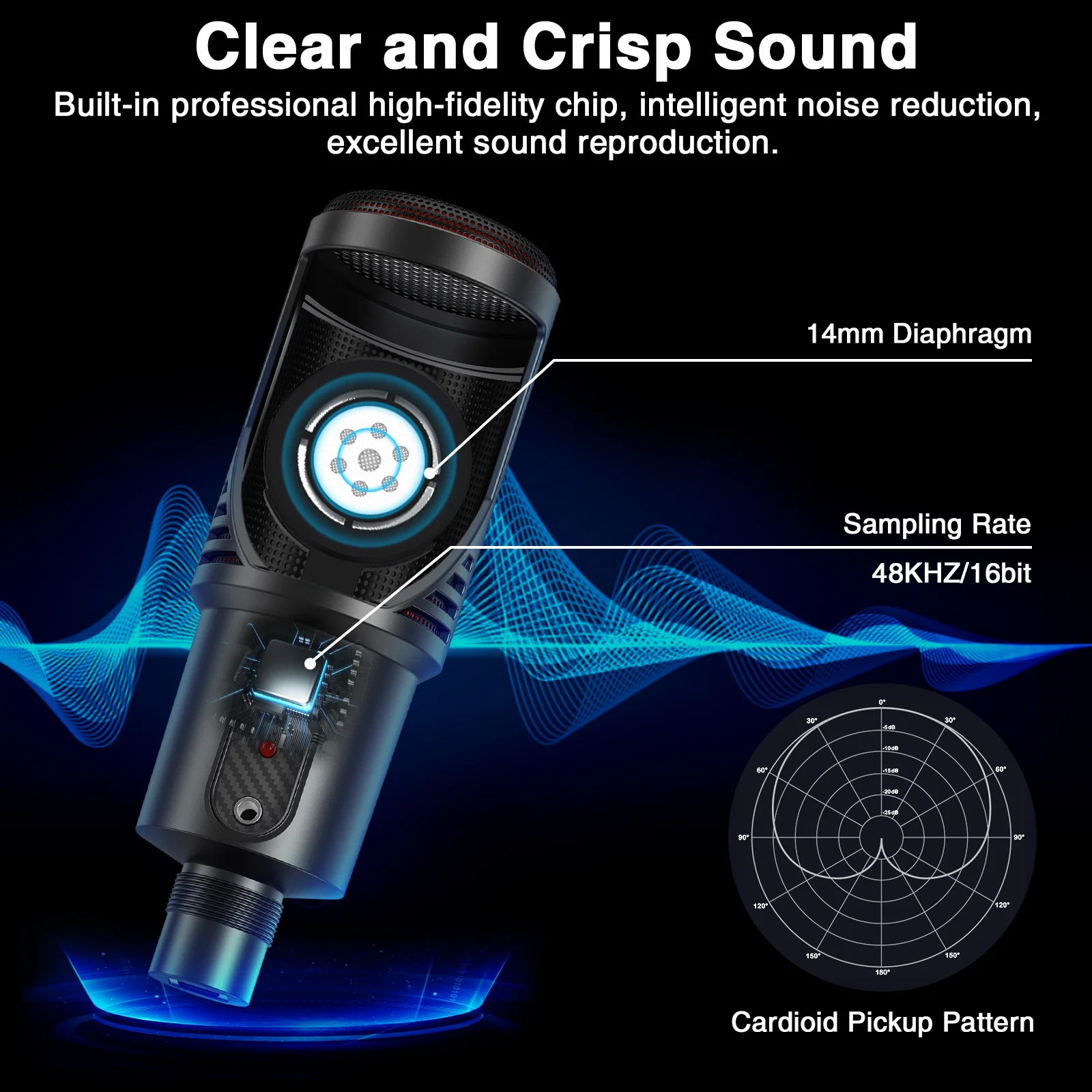 Usb Microphone Desktop Condenser Podcast Condenser Microphone Gaming Microfono Recording Streaming Microphones with Light