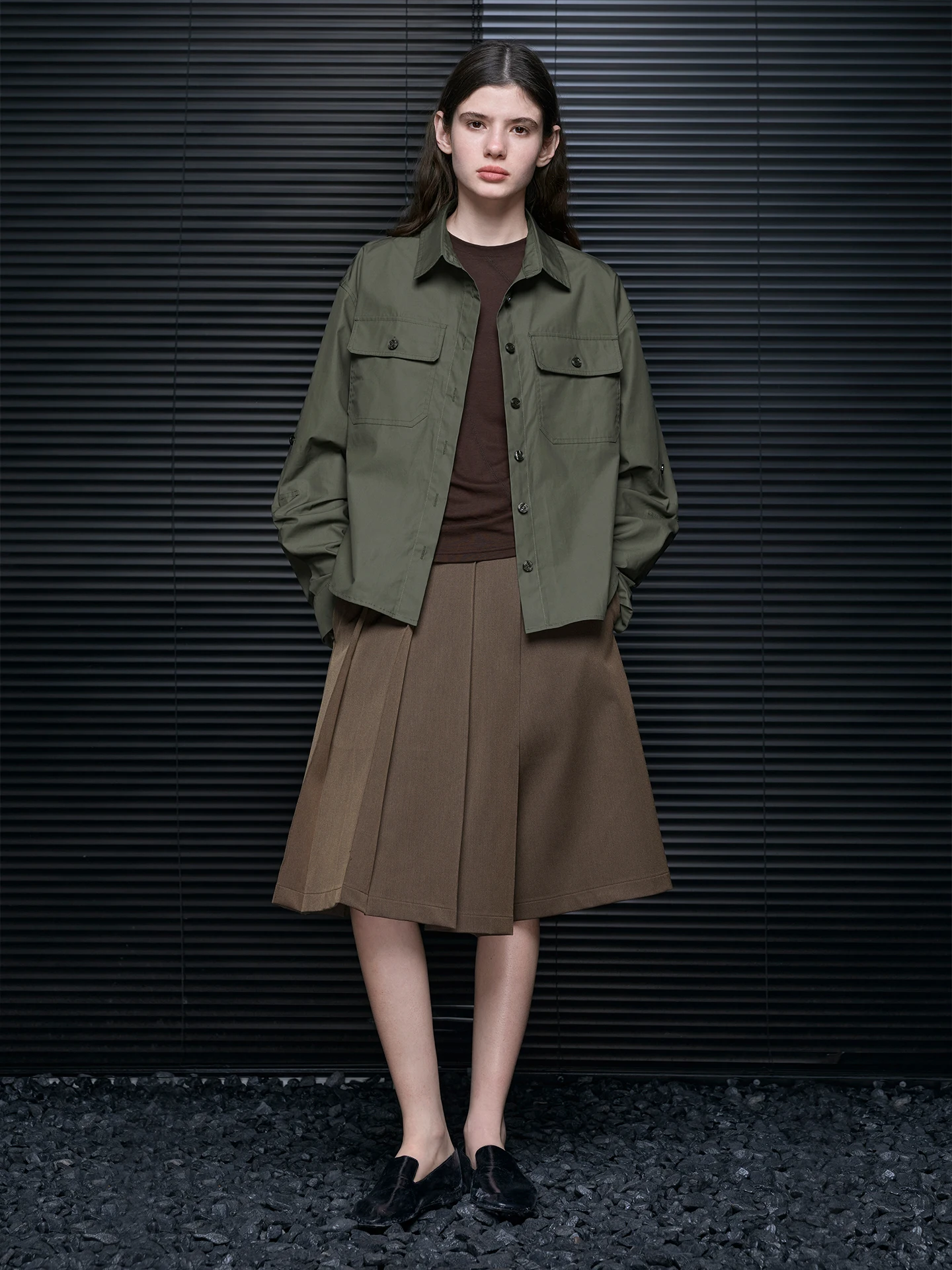 

Pure Cotton irt Jaet Women's Faionable Vintage Workwear Sle Early Spring New Arrival Street Sle Moisture ng Lo...