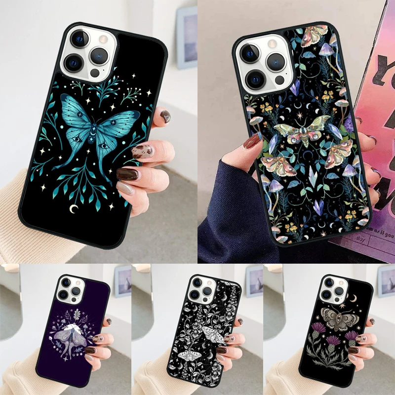 Forest Magical Moth Thistle phone case Cover For iPhone 14 15 16 Pro Max SE 2020 coque For apple 11 12 13 Pro Max 7 8 Plus