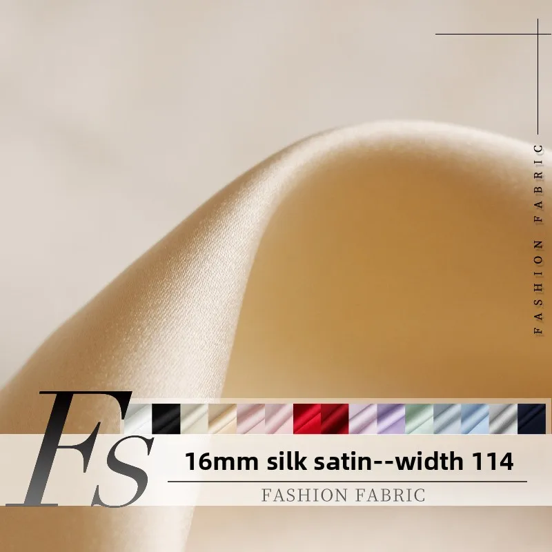 

16mm Mulberry Silk ‌Crepe Satin Plain Fabric for Solid Color Soft DIY Sewing Shirt Dress Clothing Fashion Cloth Material
