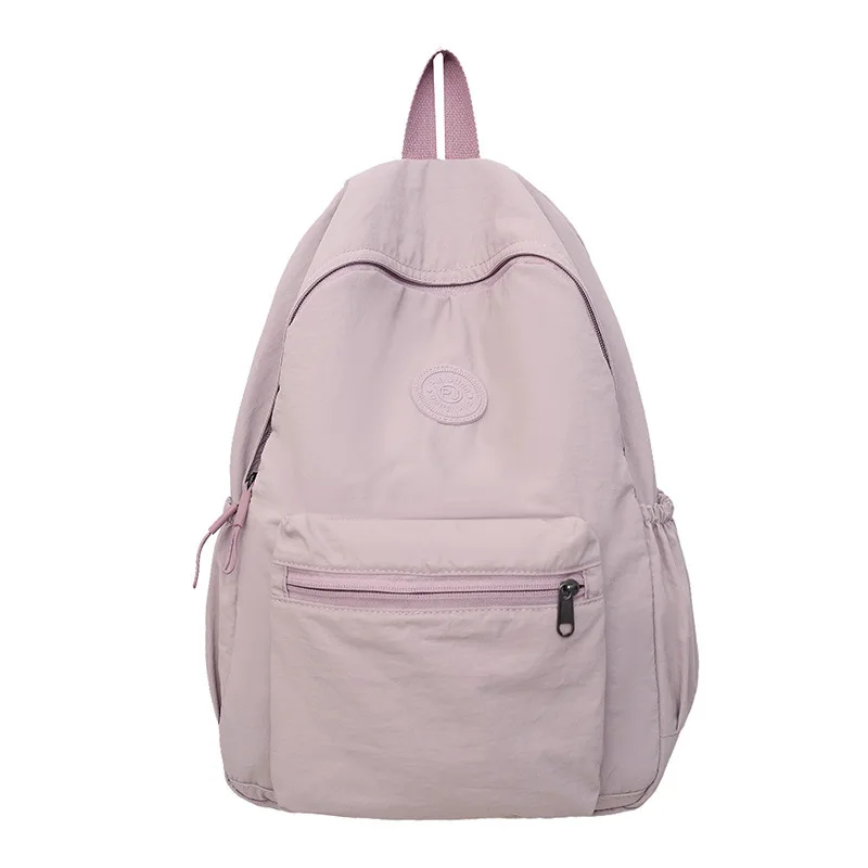 New Simple Solid Color Casual Foldable Backpack Korean Style Solid Color Versatile Fashion Double Shoulder Bag For Middle