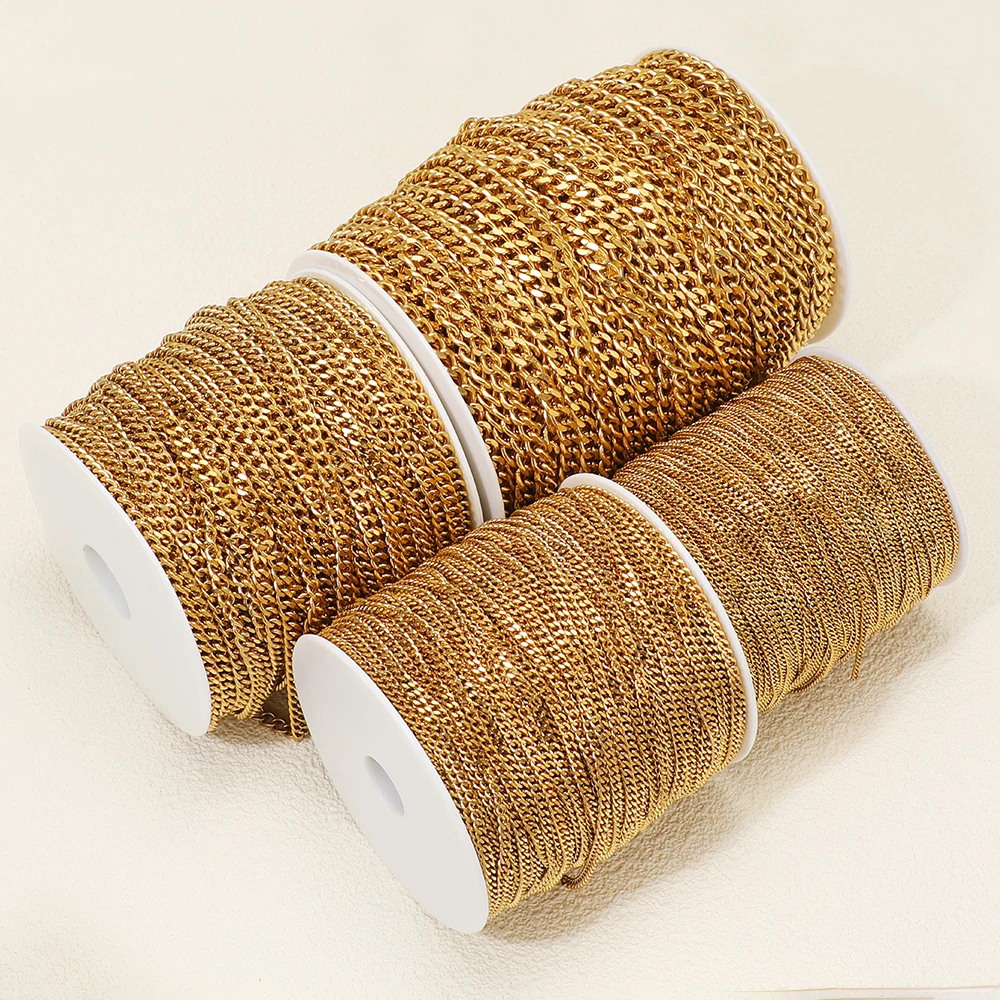 2 Meter Edelstahl-Gliederketten im Großhandel für DIY Hip-Hop-Schmuck, Ohrringe, Goldketten, Armbänder, Großhandel – Detail 5