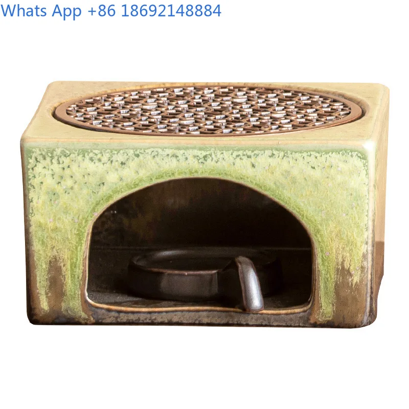Teapot Warmer with Candle Heating Base for Fruit Herbal Tea Home Use Square Retro Style