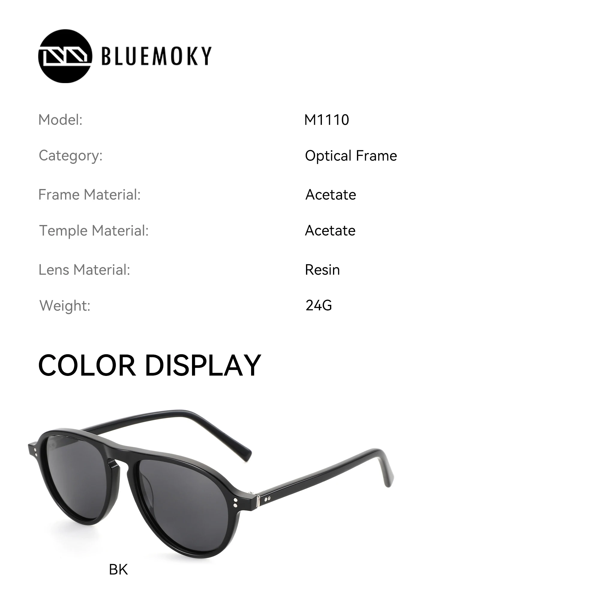 BLUEMOKY S Size Modish Square UV400 Sunglasses Prescription For Men Handmade Acetate Polarized Optical Sun Glasses