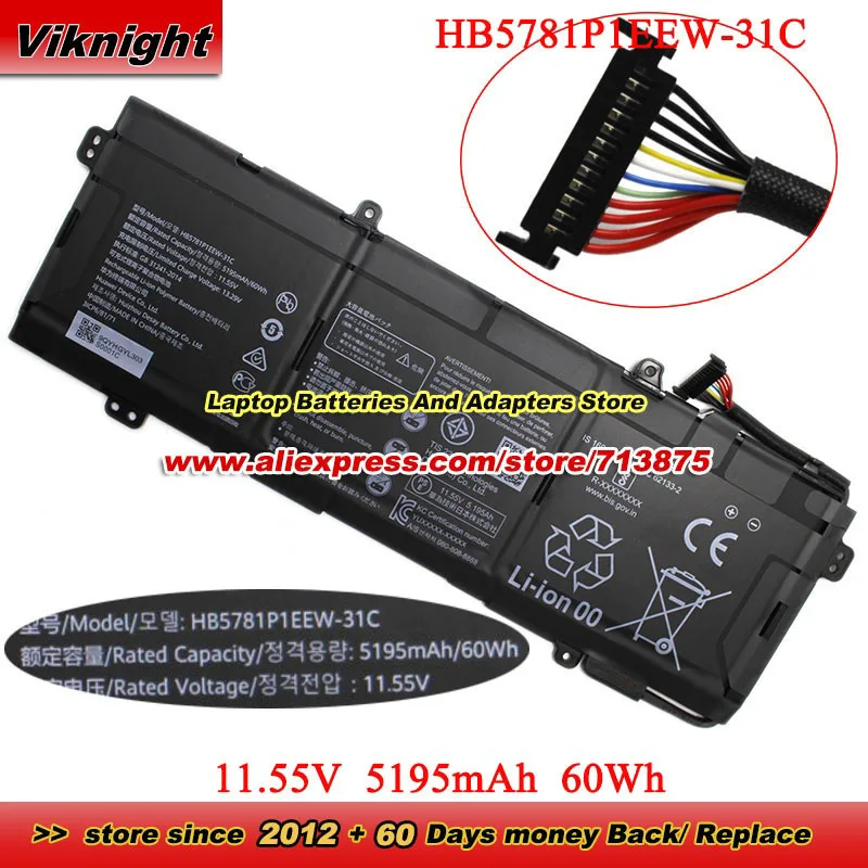 

HB5781P1EEW-31C HB5781P1EEW-31A HB5781P1EEW Battery 11.55V 5195mAh 60Wh for MateBook 13s I5 14s I7 D16 2022 HKD-W76 HKD-W56