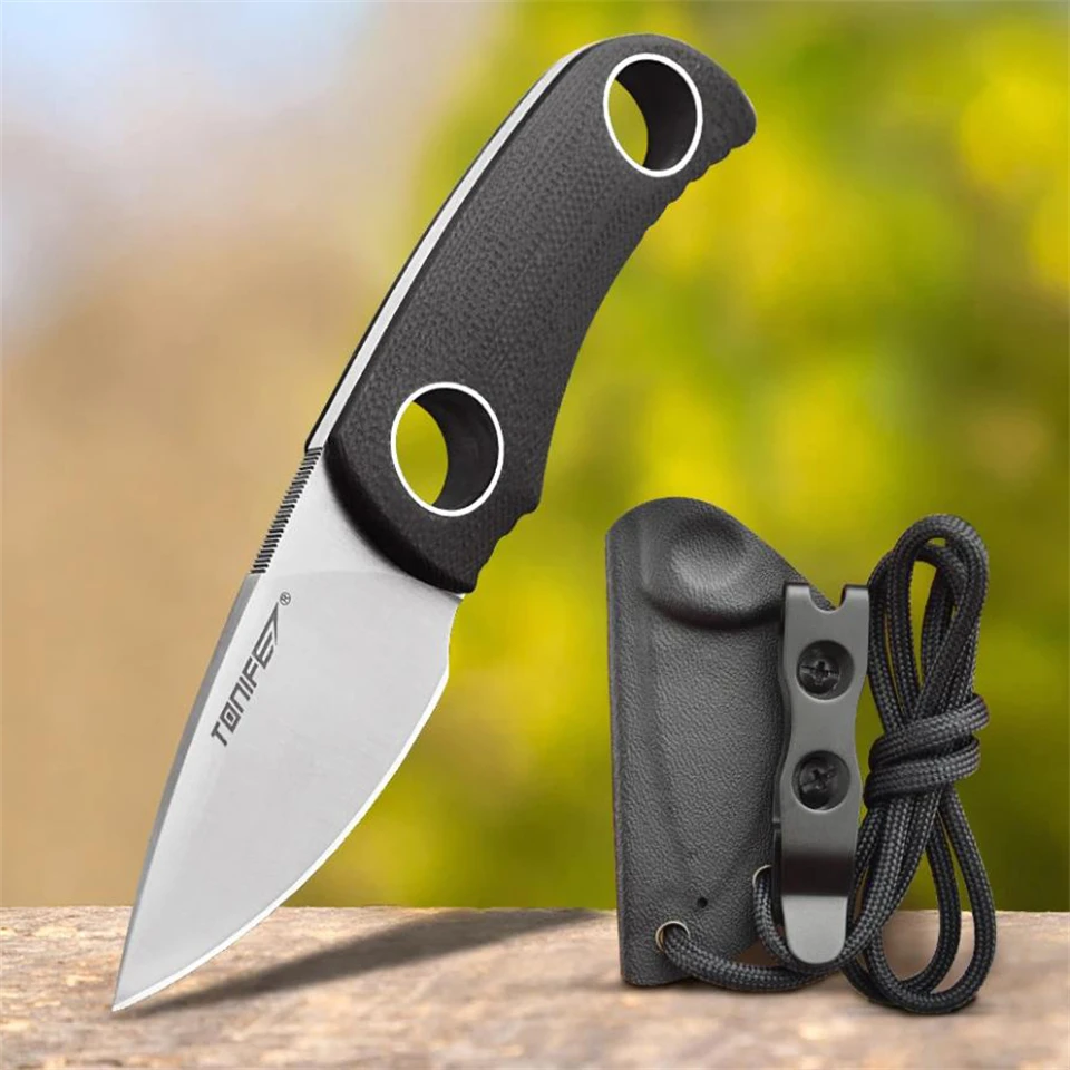 Tonife runer festes klingen hals messer bequemes k scheide edelstahl täglich tragbares outdoor messer edc werkzeug jagdmesser g10