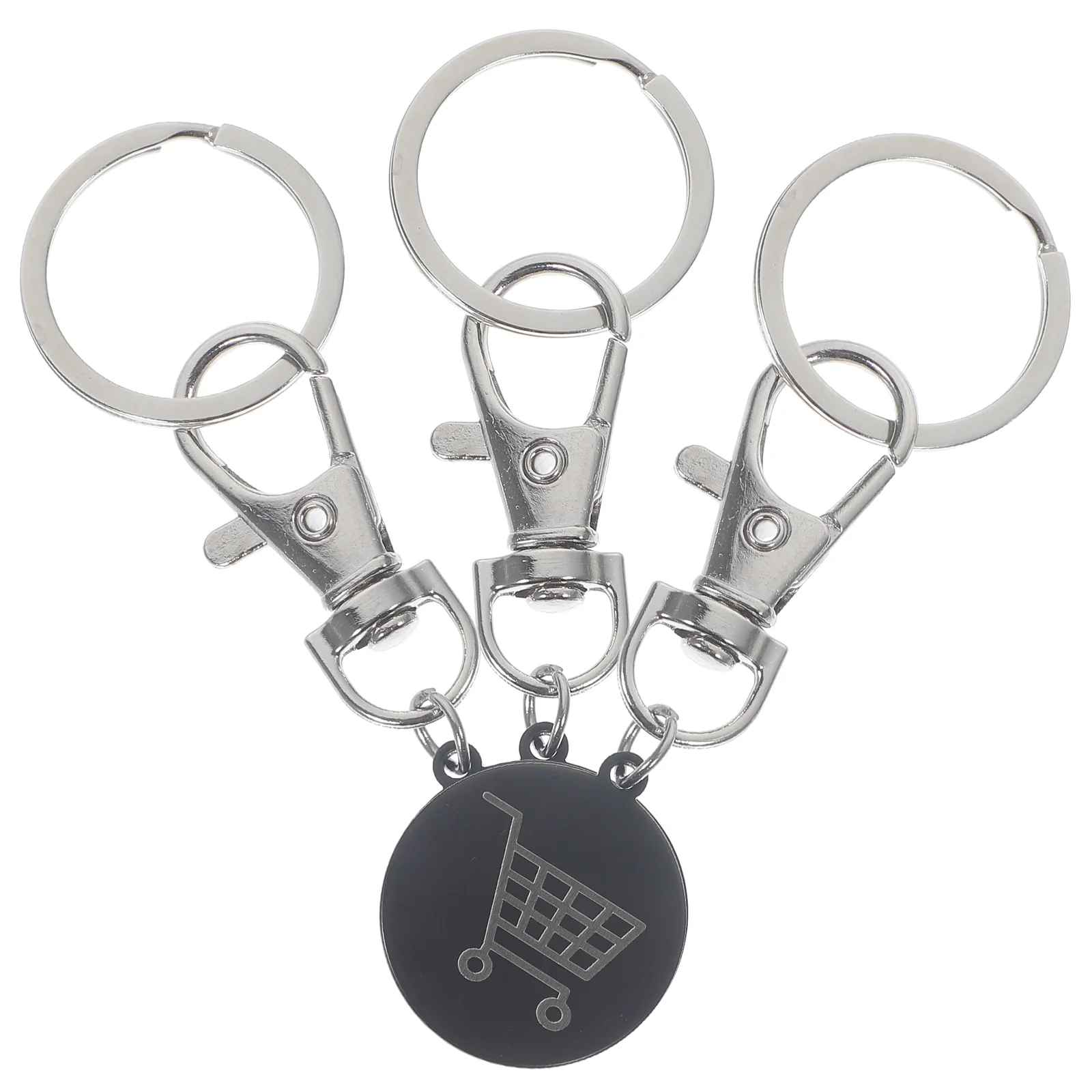 3pcs Shopping Trolley Tokens Keychain Pendants Trolley Cart Token Metal Keyring Ornaments Trolley Token Key Ring