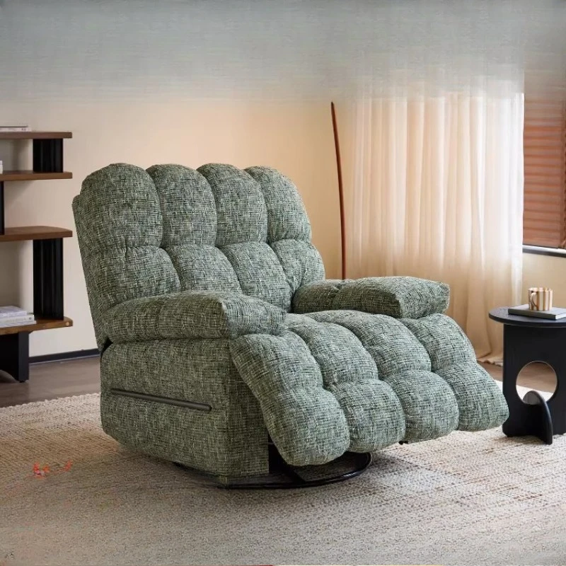 

Cotton and linen single sofa lazy multi-function electric green fabric wrapping feeling super comfortable