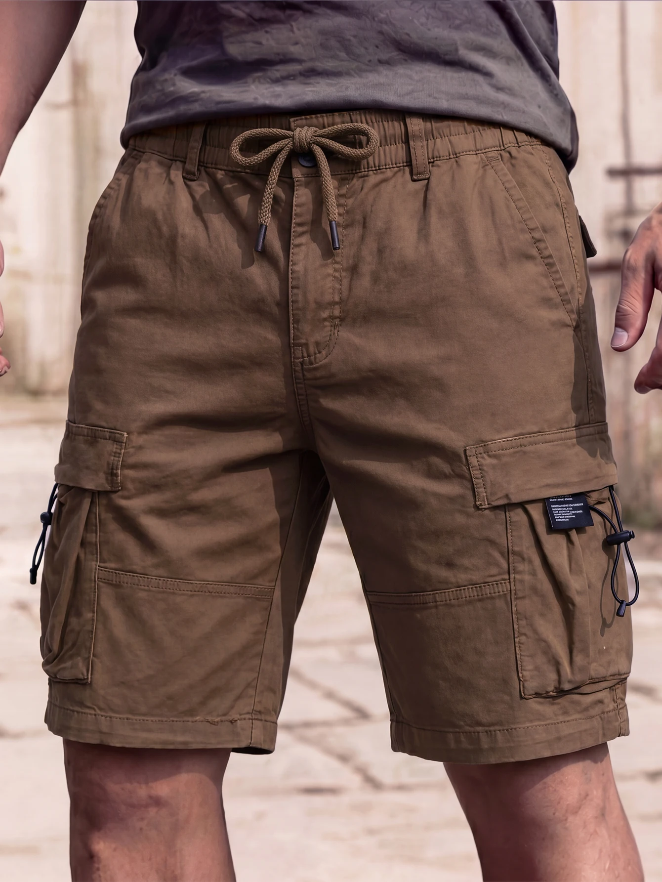 

Men's Elastic Waist Cargo Shorts Multi-Pocket Casual Outdoor Streetwear Loose Drawstring Work Shorts 2502