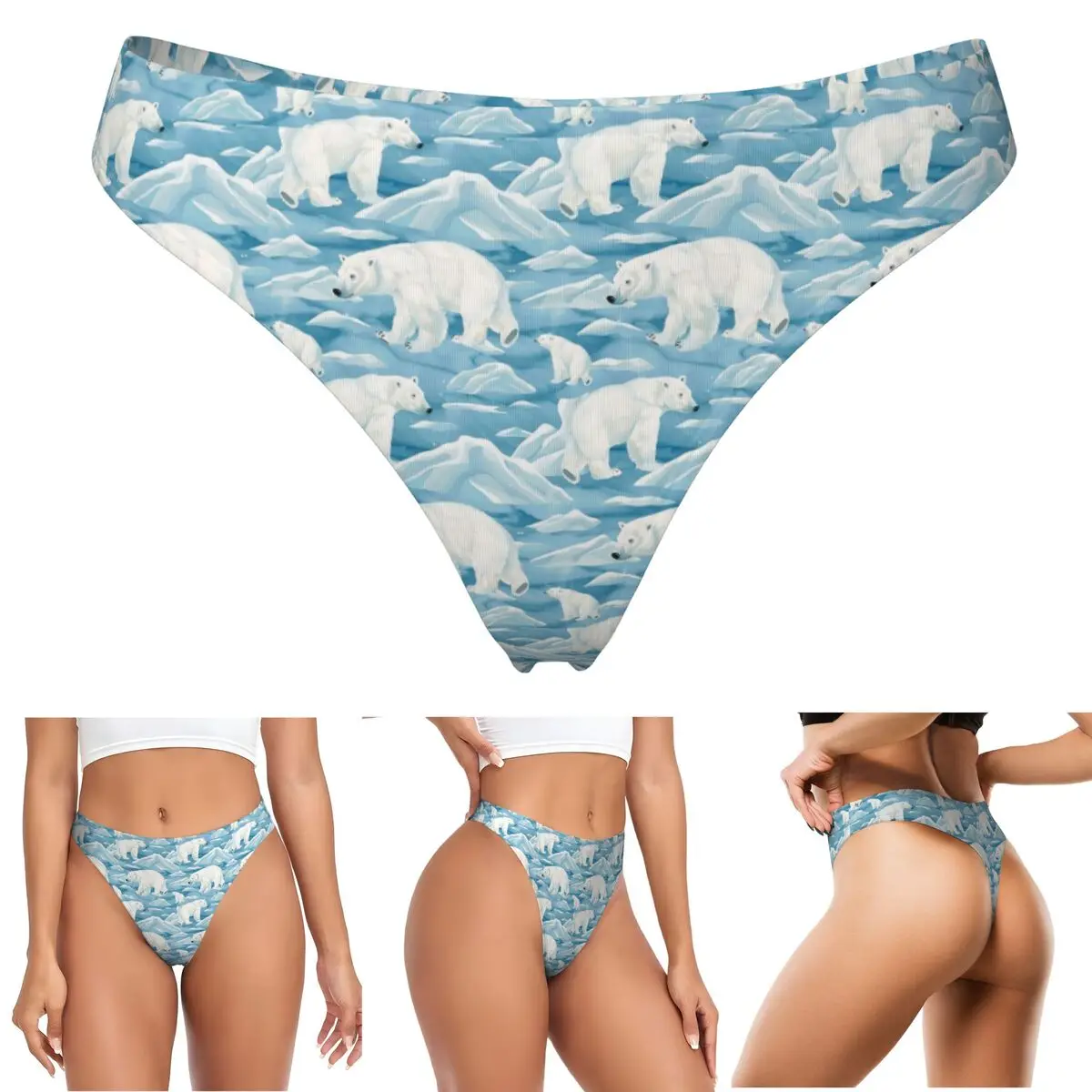 calcinhas-g-string-personalizadas-com-estampa-de-urso-polar-mae-e-filhote-respiraveis-elasticas-e-confortaveis-para-mulheres