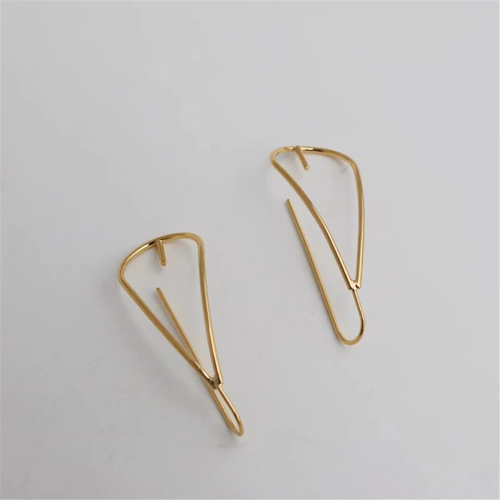 

14k Gold Bag with Needle Paste Pearl Big Ear Hook European and American Style DIY Earrings Long Hook Jewelry Accessories