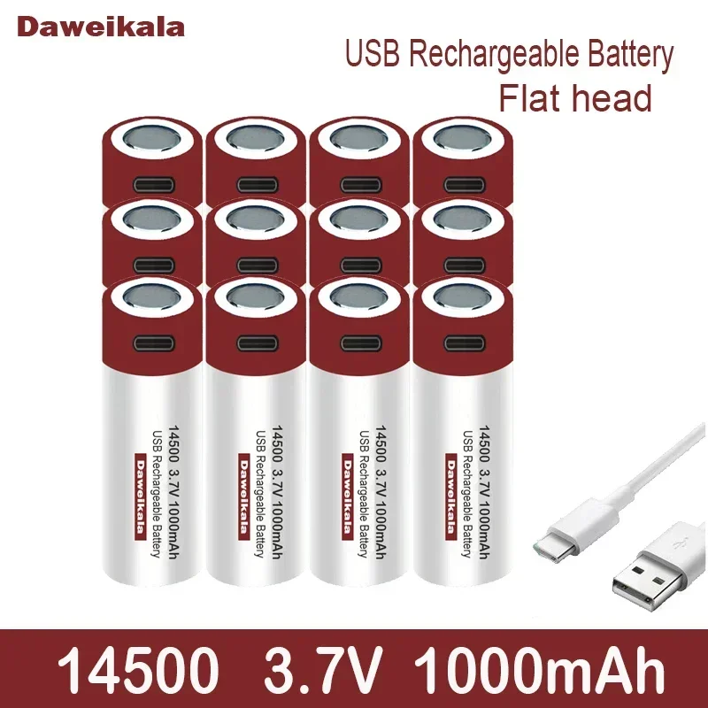 3.7V 14500 3.7V1000mAh lithium-ion battery can quickly charge USB14500 V aa rechargeable battery LED flashlight battery