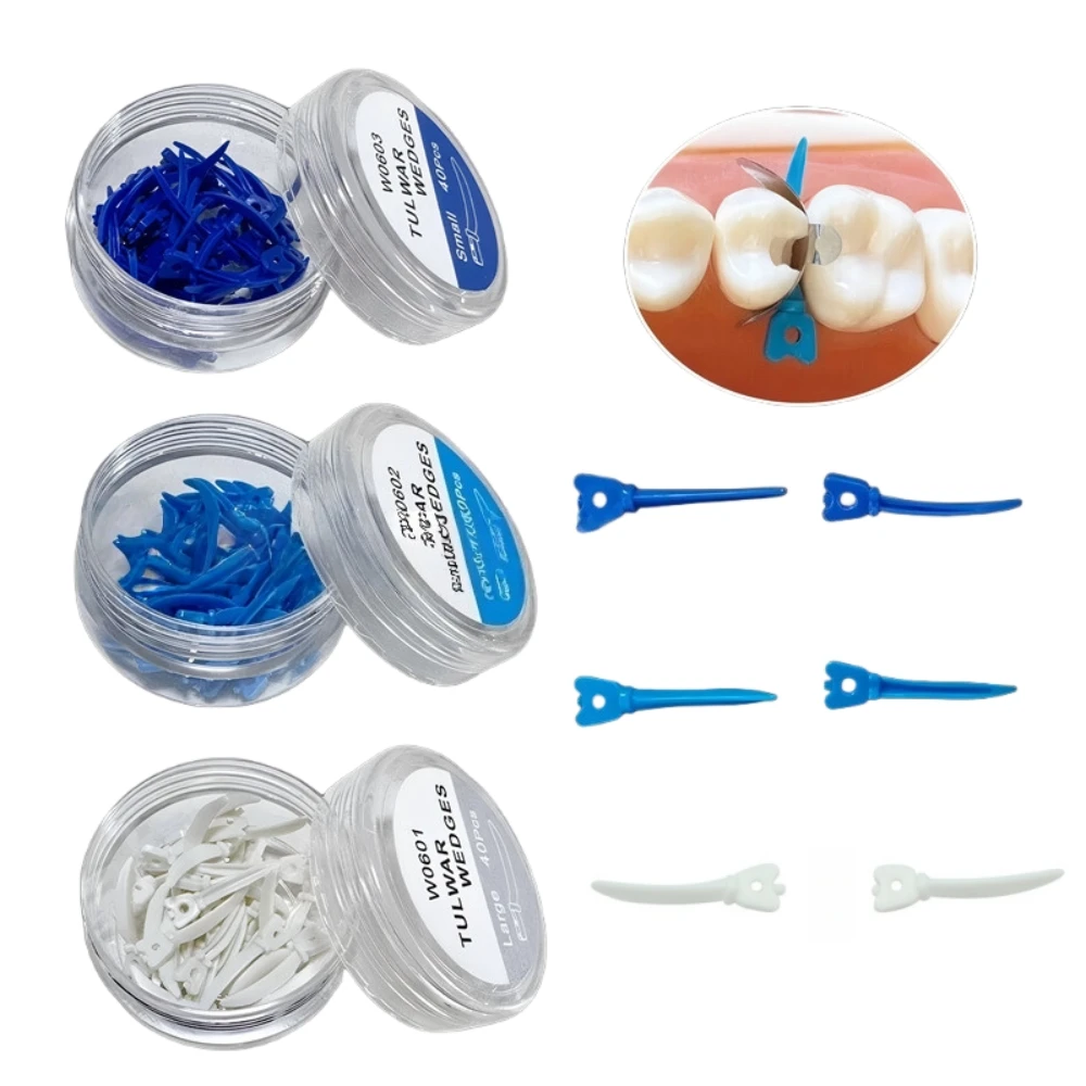 40pcs Dental Wedges Sectional Matrix Disposable Dental Interdental Space Materials Plastic Apical Space Fillings Auxiliary Tools