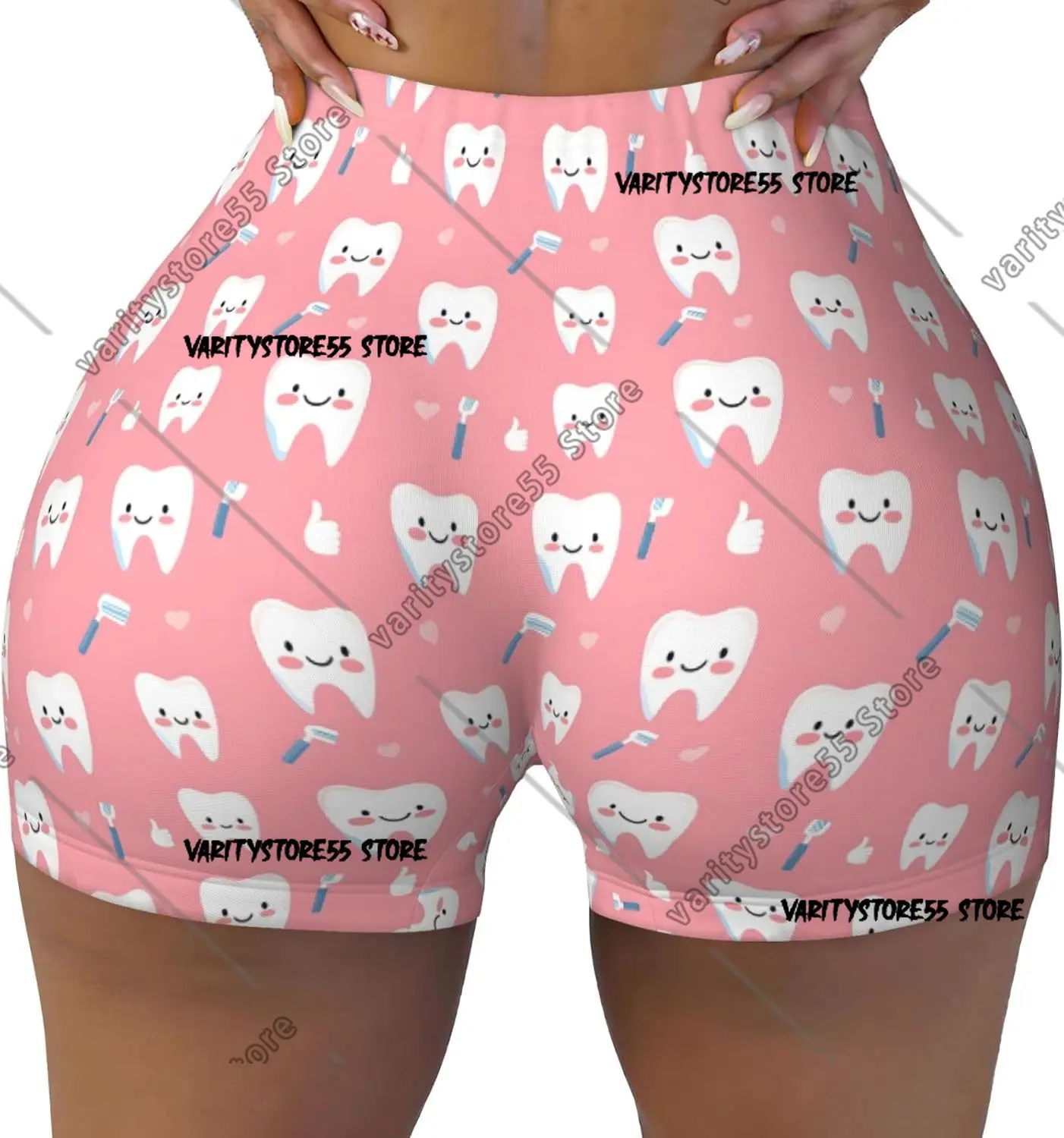 

Шорты для тренировок, женские шорты с милым принтом зубной щетки, байкерские шорты из спандекса для йоги, бега в тренажерном зале для женщин