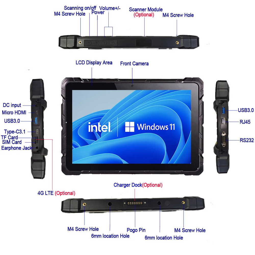 2022 Original Kcosit K7G Industrial Rugged Windows 11 Pro Tablet PC Win10 Intel N4120 10.1\