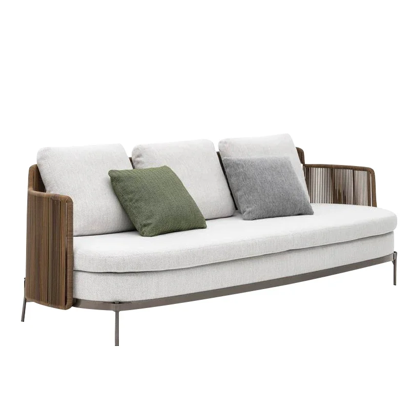 Momoda Outdoor-Gartensofa-Set aus Edelstahl und Seil für Luxusmöbel im Strand, Villia, Hotel, Innenhof