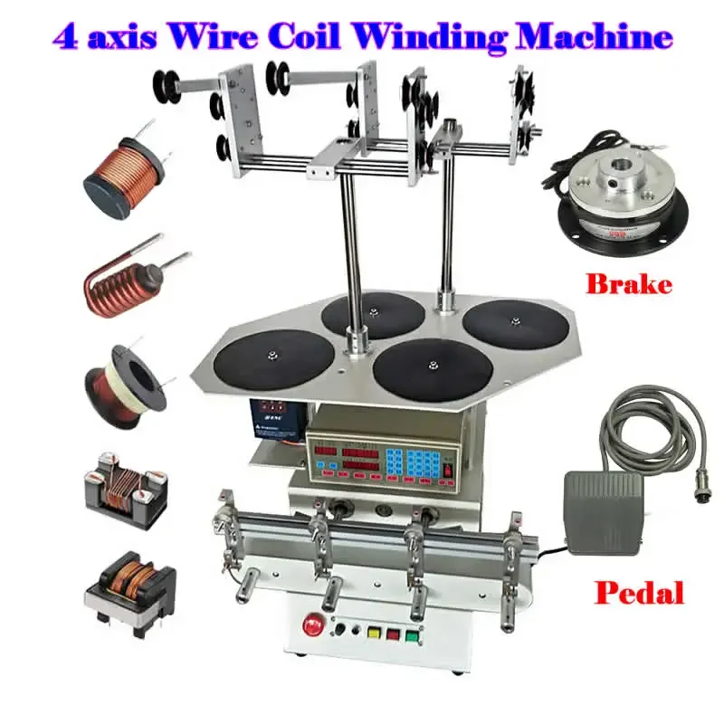 

Automatic Wire Coil Winding Machine 4 Axis Width 110mm Screw Diameter 100mm 0.03-0.6mm Wire Coiling Winder 750W with Brake Kit