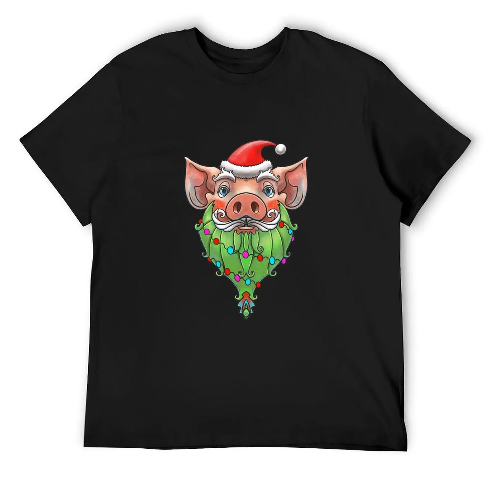 Santa pig T-Shirt customs man clothes cotton t shirt men