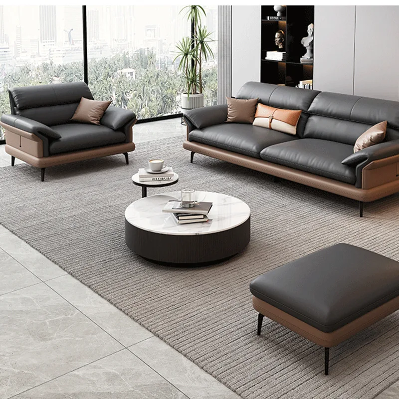 Modern leather, simple reception, business office sofa, casual reception, negotiation office