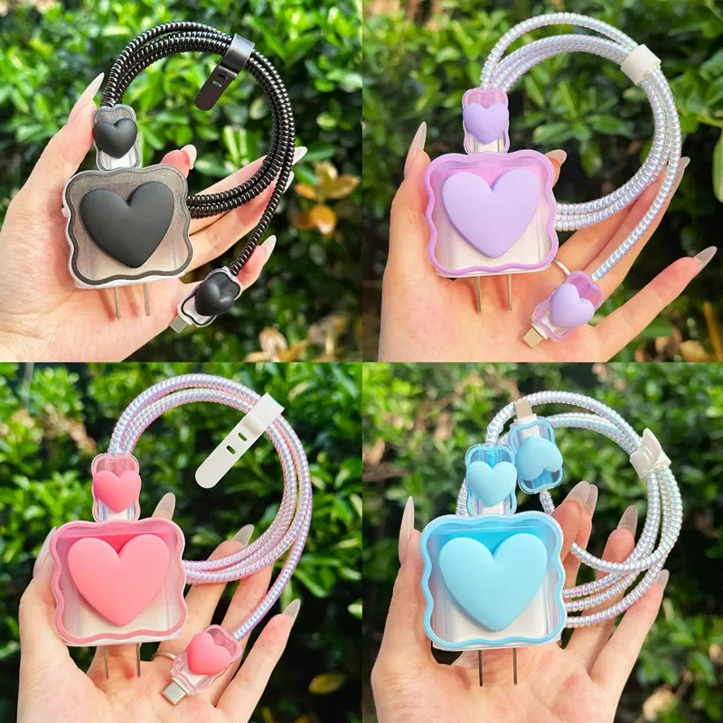 Cute Love USB Charging Cable Protector For OPPO Reno 8 9 10 Charger Cover Sprial Cable Protective for Find X5 X6 k10 k11 67W 80W