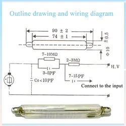 1PCS J321 Geiger Muller Tube Counter Hard Beta GM Detectors Geiger Counter Kit the Tube for Nuclear Radiation Detector