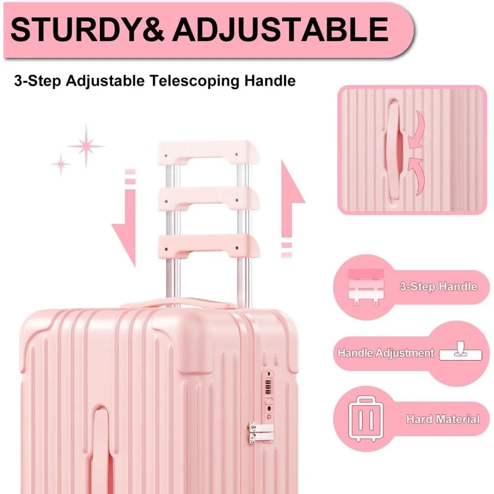 28 Inch Hardside Spinner Luggage with USB Port, Cup Holder, TSA Lock, and PC+ABS Material for Travel