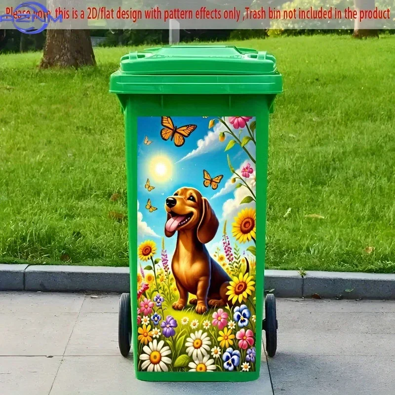 Trash Can Renovation Decal 2D Printed Stylish Pattern Sticker for Household Bin