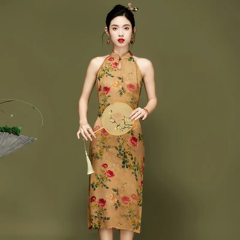 

Chinese Style Women Vintage Sleeveless Summer Dresses