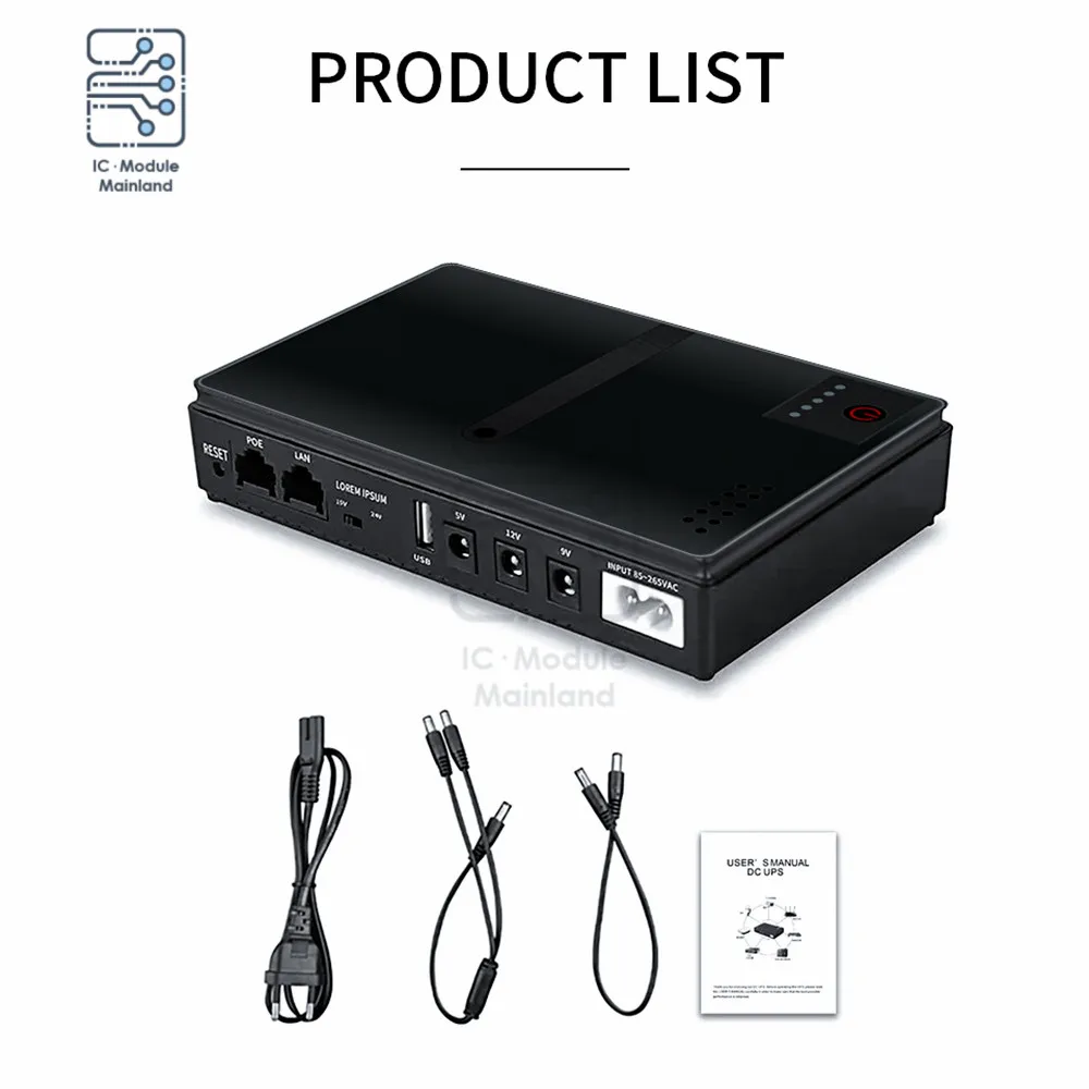 

DC1018P Router 5V9V12V High Capacity Monitor Power Charger Mobile Phone DC UPS Backup Power Adapter