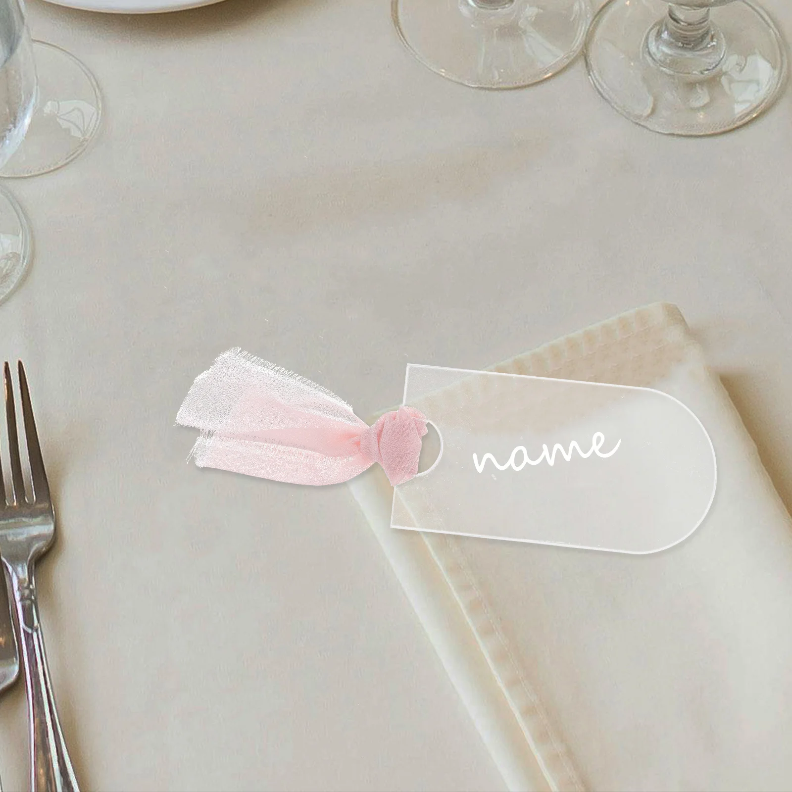 

20pcs Acrylic Seat Labels Arched Clear Name Tags For Wedding Table Settings Cards Party Guest Chair Signs