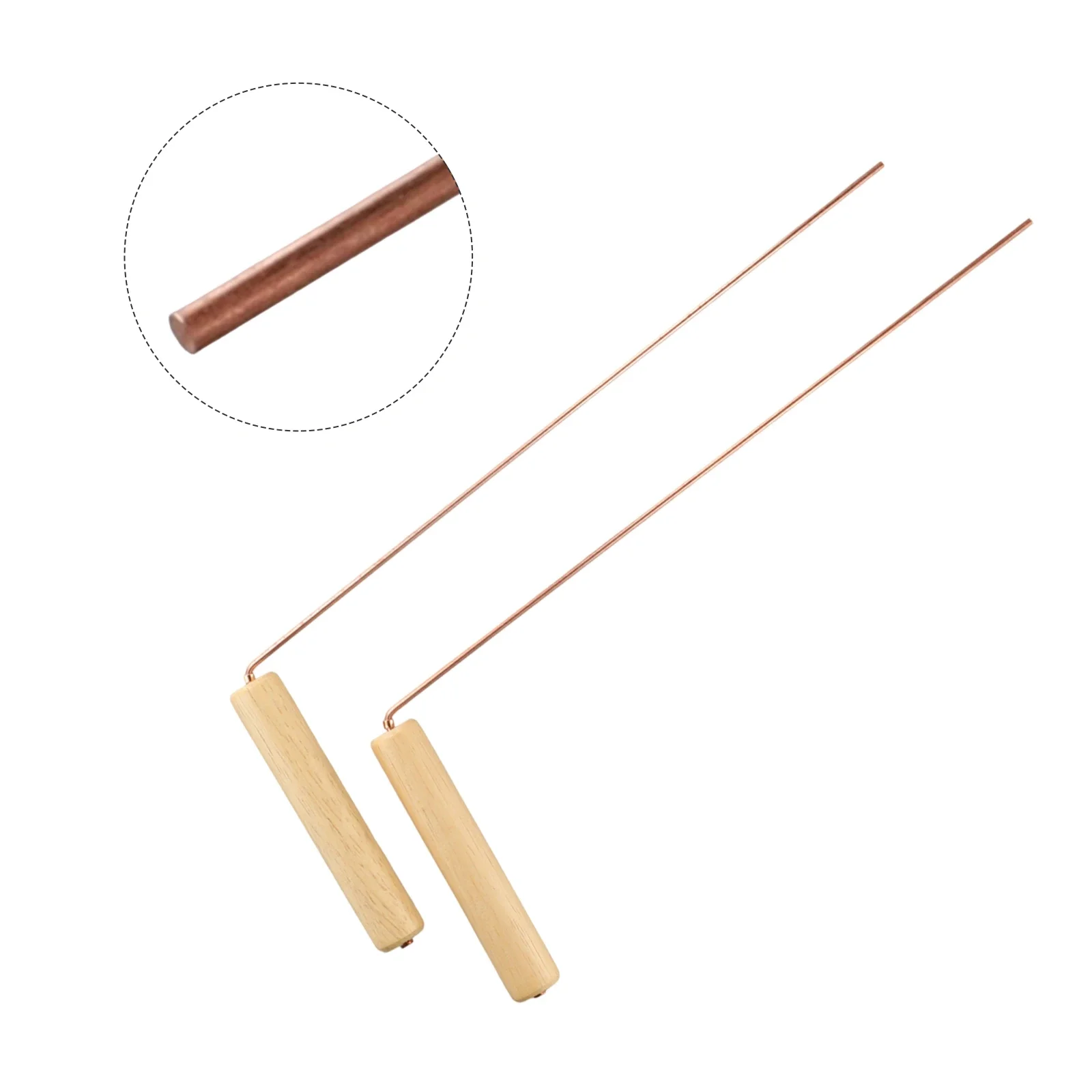 

2pcs Dowsing Rods Set 99.9% Copper Metal Detector With Wooden Handles For Dragon Seeking Water Treasure Finding Tools