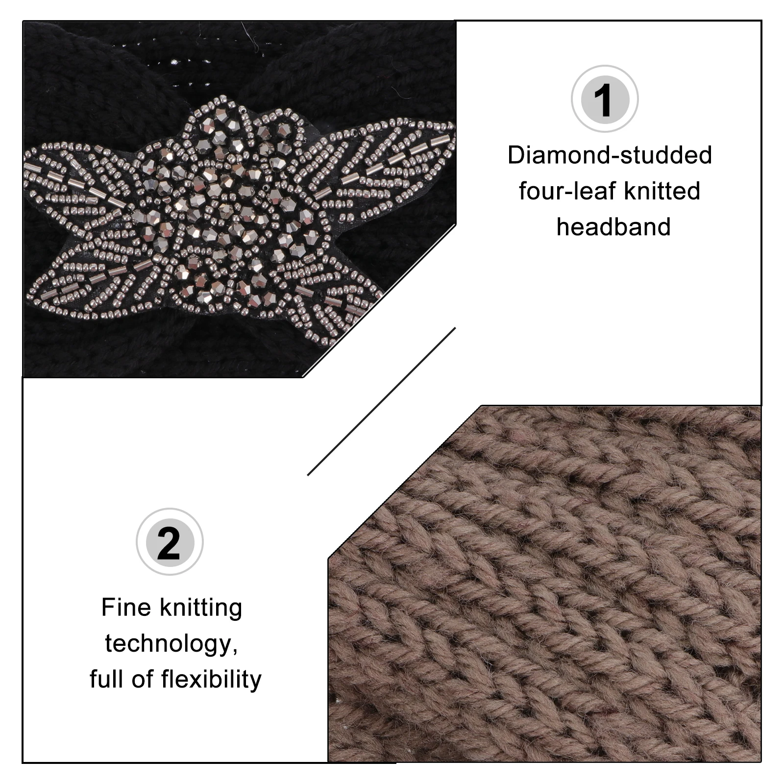 

4Pcs Elastic Knitted Headband Diamond Warm Hair Bands Makeup Face Washing Hairband Women Outdoor Hair Accessory