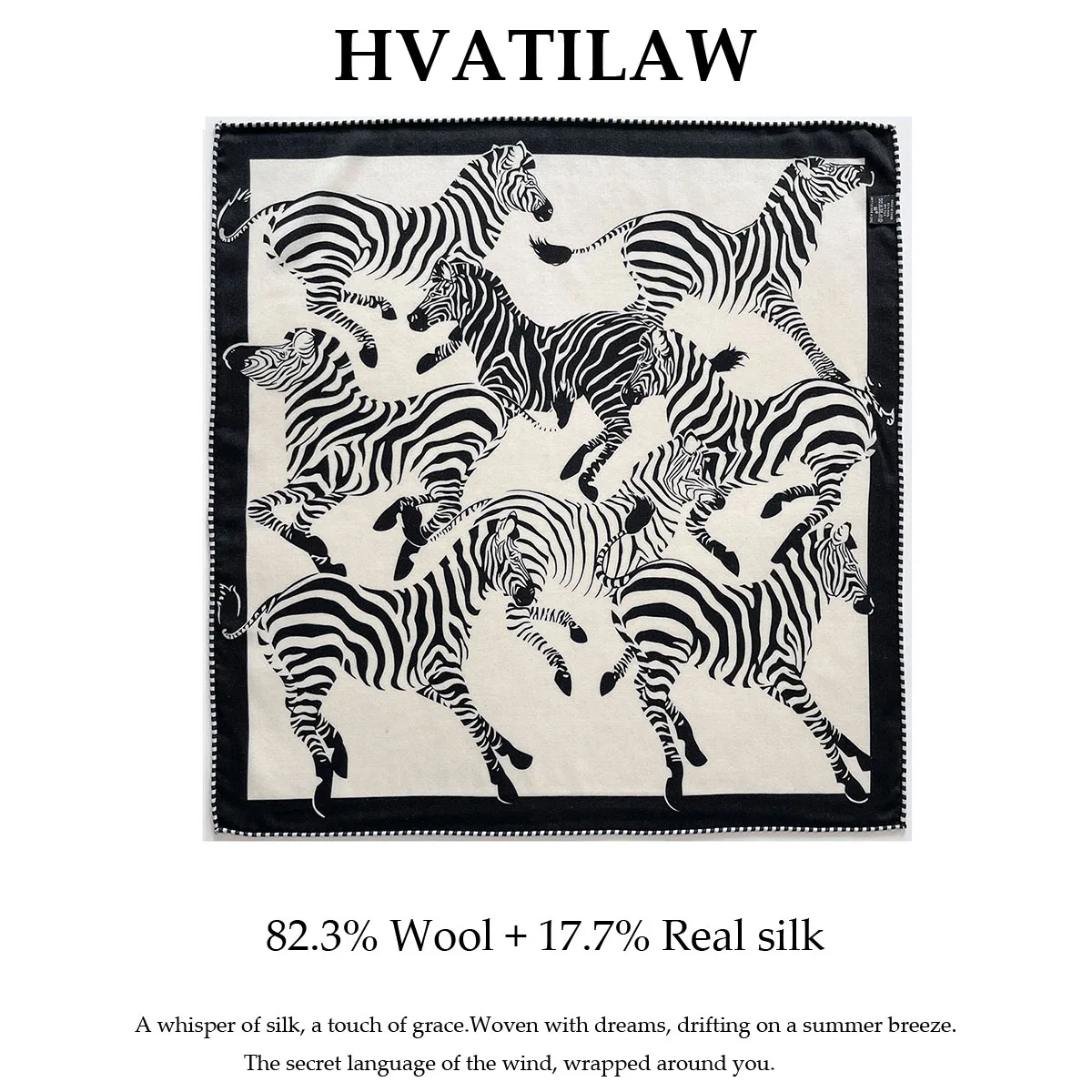 

100% Pure Real Silk Wool Scarf Bandana Women Fashion Horse Print Shawl Wrap 62cm Square Scarves Poncho Hijabs Headscarf Pashmina