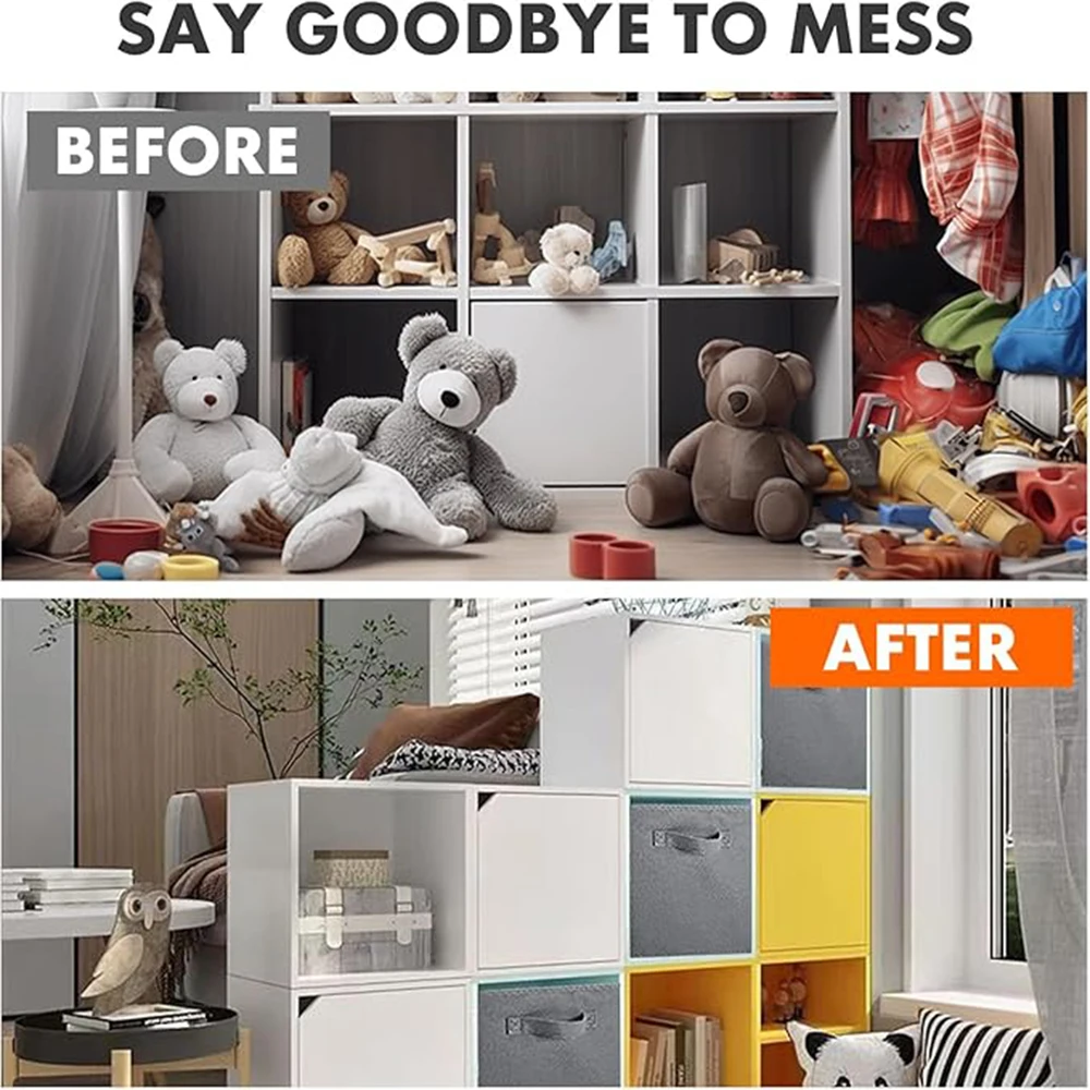 صناديق تخزين من القماش، 5 عبوات من مكعبات تخزين متينة ملونة ممتعة مع مقابض، سلال مكعبة قابلة للطي، منظمة متعددة الألوان #4