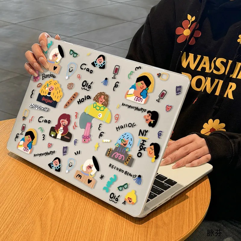Dopamine Cartoon Graffiti Laptop Case for Macbook Air 13.6 15 M1-M5 Pro 14 M4 M3 16 M2 Mac Crystal Cover A2681 A3113 A2442 Slim