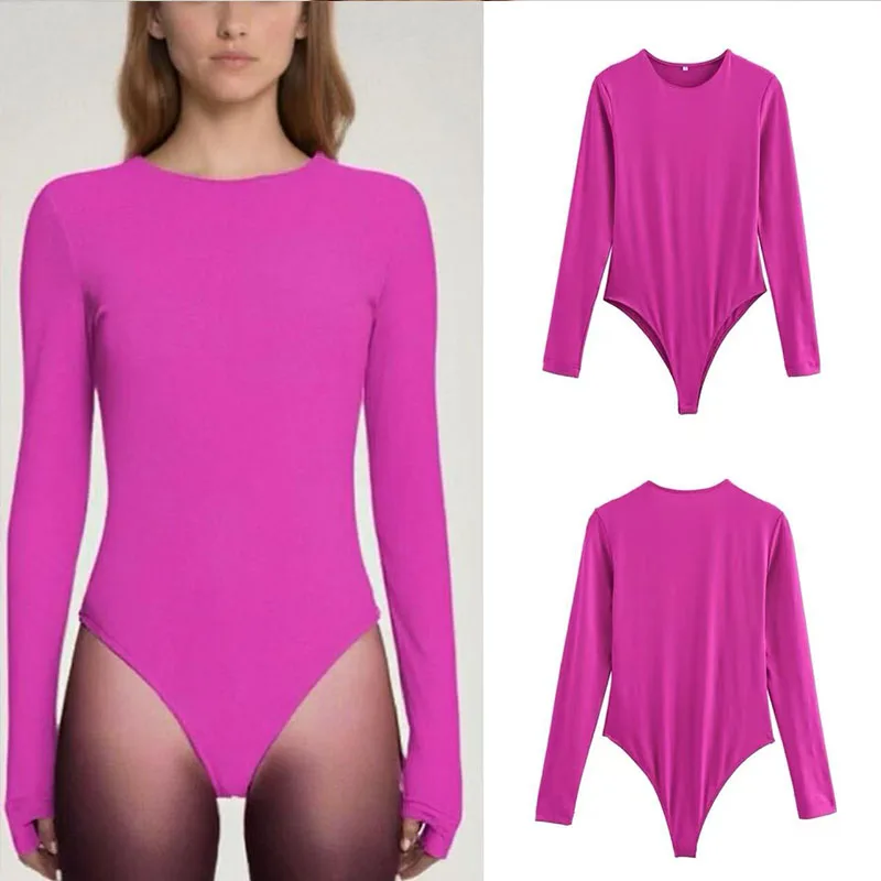 

European and American style 2025 new foreign trade women's fashion versatile solid color slim-fitting long-sleeve jumpsuit