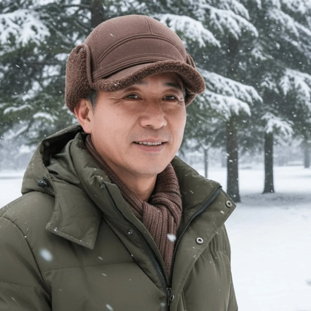 Warm Trucker Cap Thickened Winter Baseball Cap Ear Protection Soft Fleece Lined Cap Adjustable Insulated Earflap Dad Hat Camping