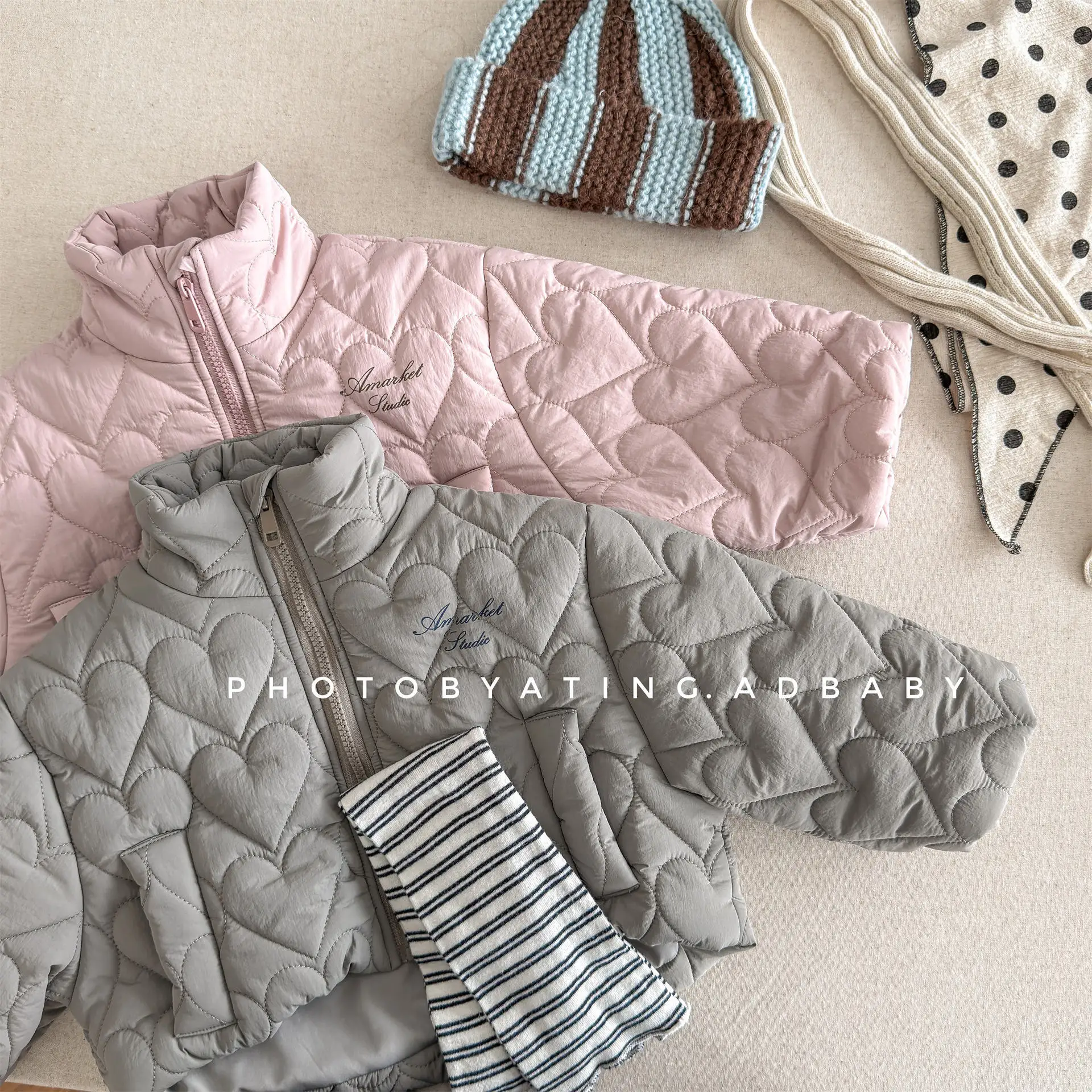 Children's Clothes Girls Parkas 2025 Autumn Winter Girls' Cotton-padded Jackets Korean-style Heart Shape Kids Cotton Padded Coat