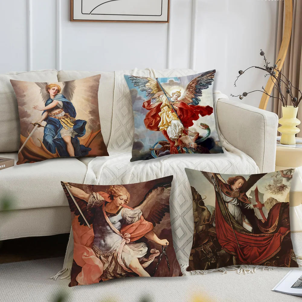 St Michael Archangel Angel Catholic cushion cover For Pillow Printing Sofa Decoration Home Car Room Coffee Shop NordicSimplicity